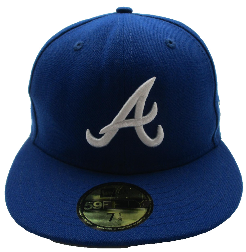 Atlanta Braves Hat Cap Fitted Mens 7 1/8 Blue MLB Baseball 59FIFTY New Era